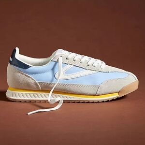 Tretorn Rawlins 2.0 Sneakers Light Blue Motif Taupe/Yellow Anthropologie Sz 10